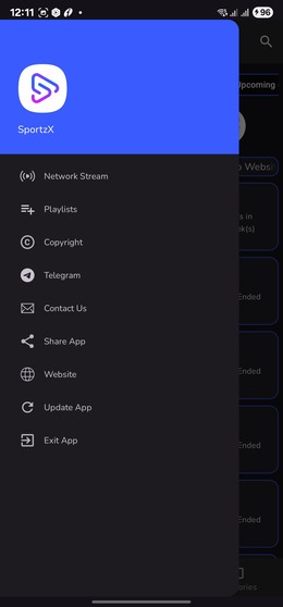 Sportzx menu